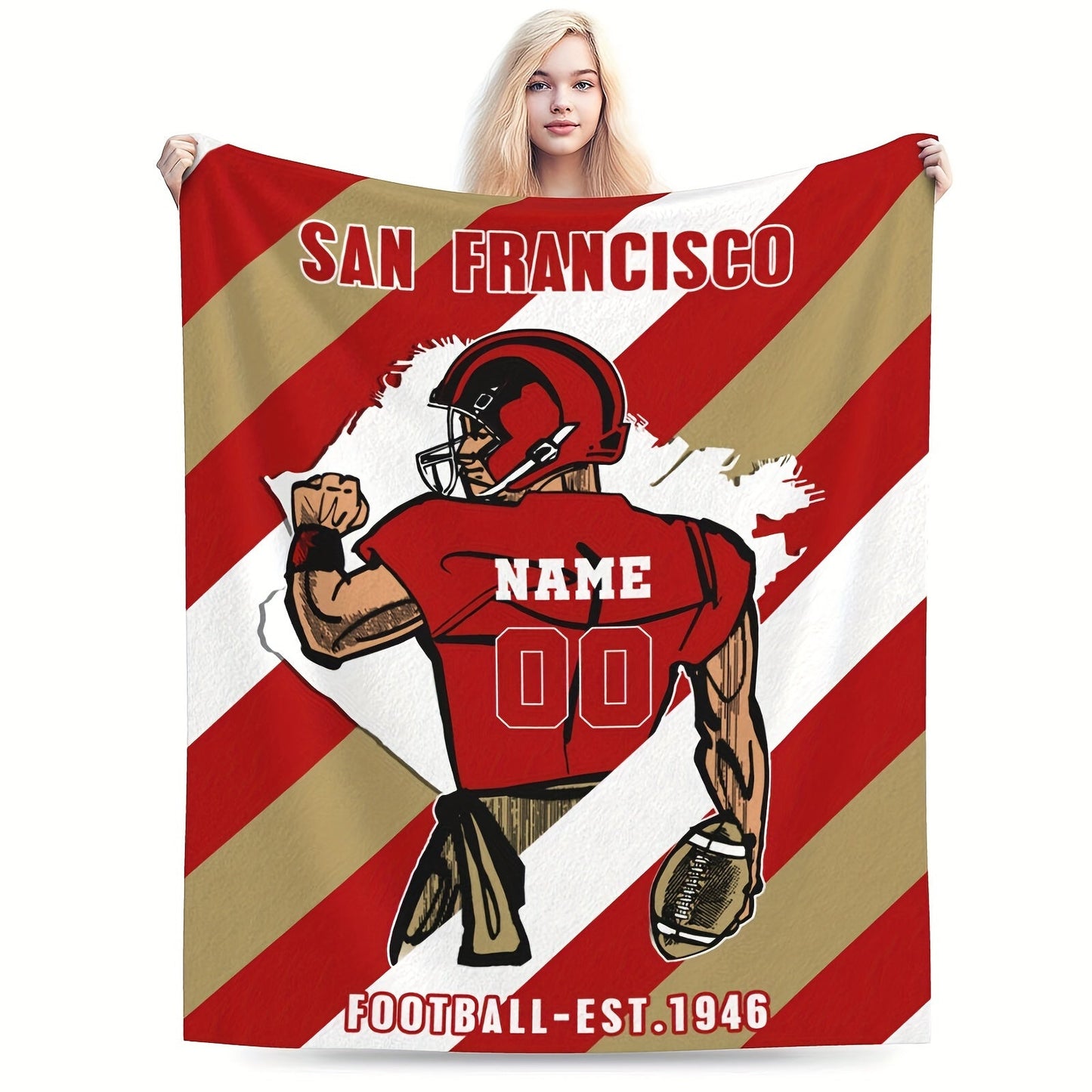 Personalized San Francisco Throw Blankets with Custom Name - Perfect Home Decor for Men, Women, and Boys. Ideal Gift for Football Fans!