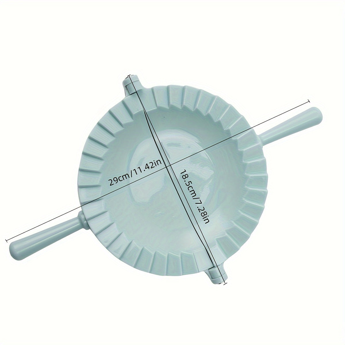 One piece of a plastic dumpling maker, also known as a dumpling mold or manual dumpling wrapper. This versatile kitchen gadget can also be used as an empanada maker and comes with kitchen accessories.