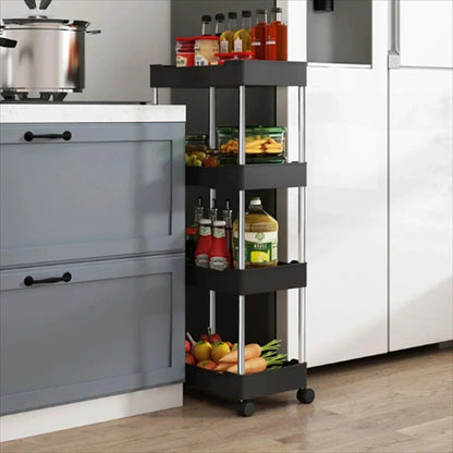 Rolling Storage Cart with Wheels, Perfect for Kitchen and Bathroom Organization - Space-Saving Multi-Tier Organizer, Easy Access Storage Rack, No Assembly Needed, Slim Design for Tight Spaces.