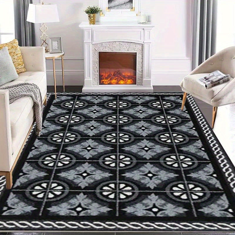 One piece of kitchen mat measuring 1.1cm thick, made from non-slip, durable, and stain-resistant polyester fiber. Features a simple pattern print suitable for use in the kitchen, living room, porch, balcony, or as home décor. Easy to clean as it is