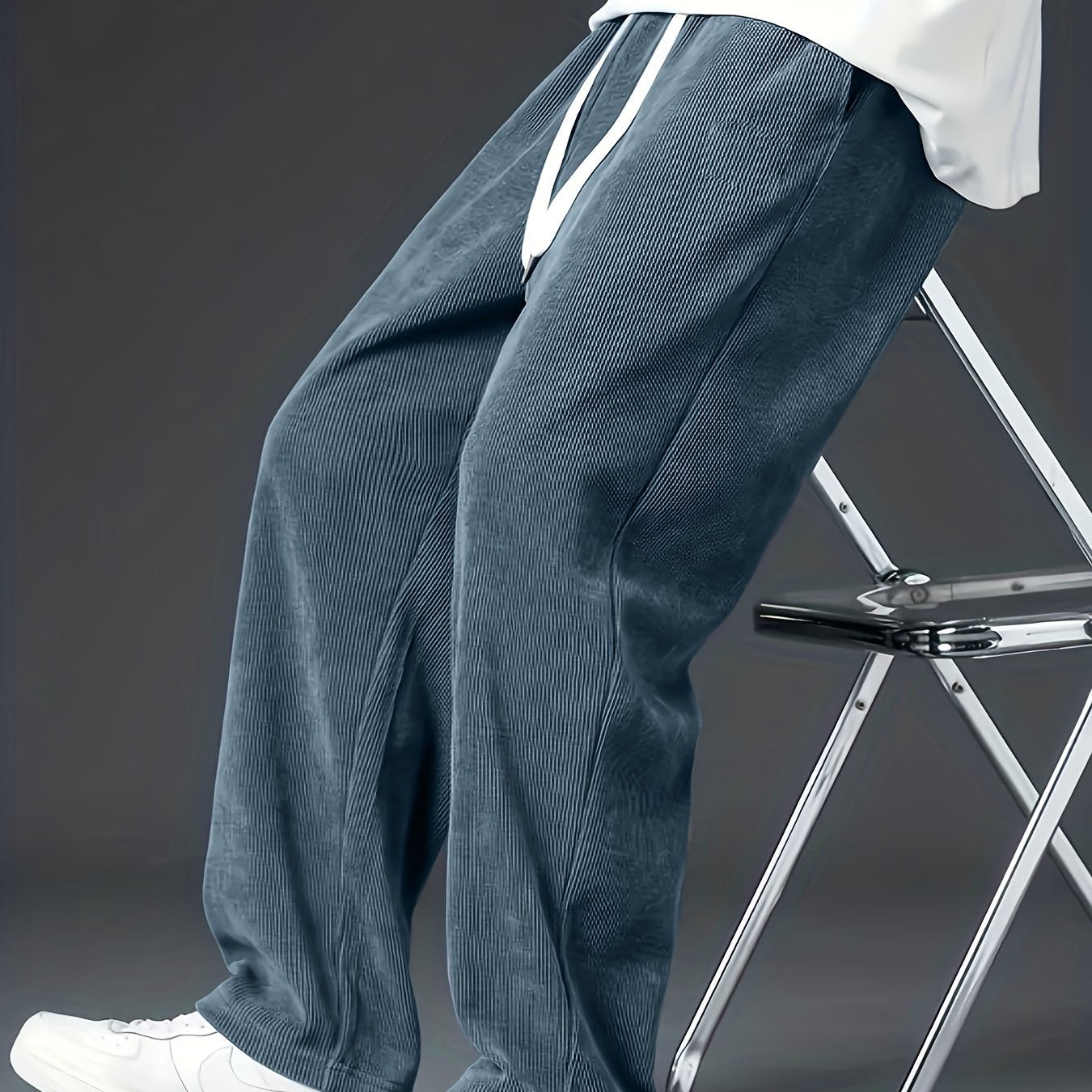 Casual loose fit corduroy pants for men with chic straight leg.