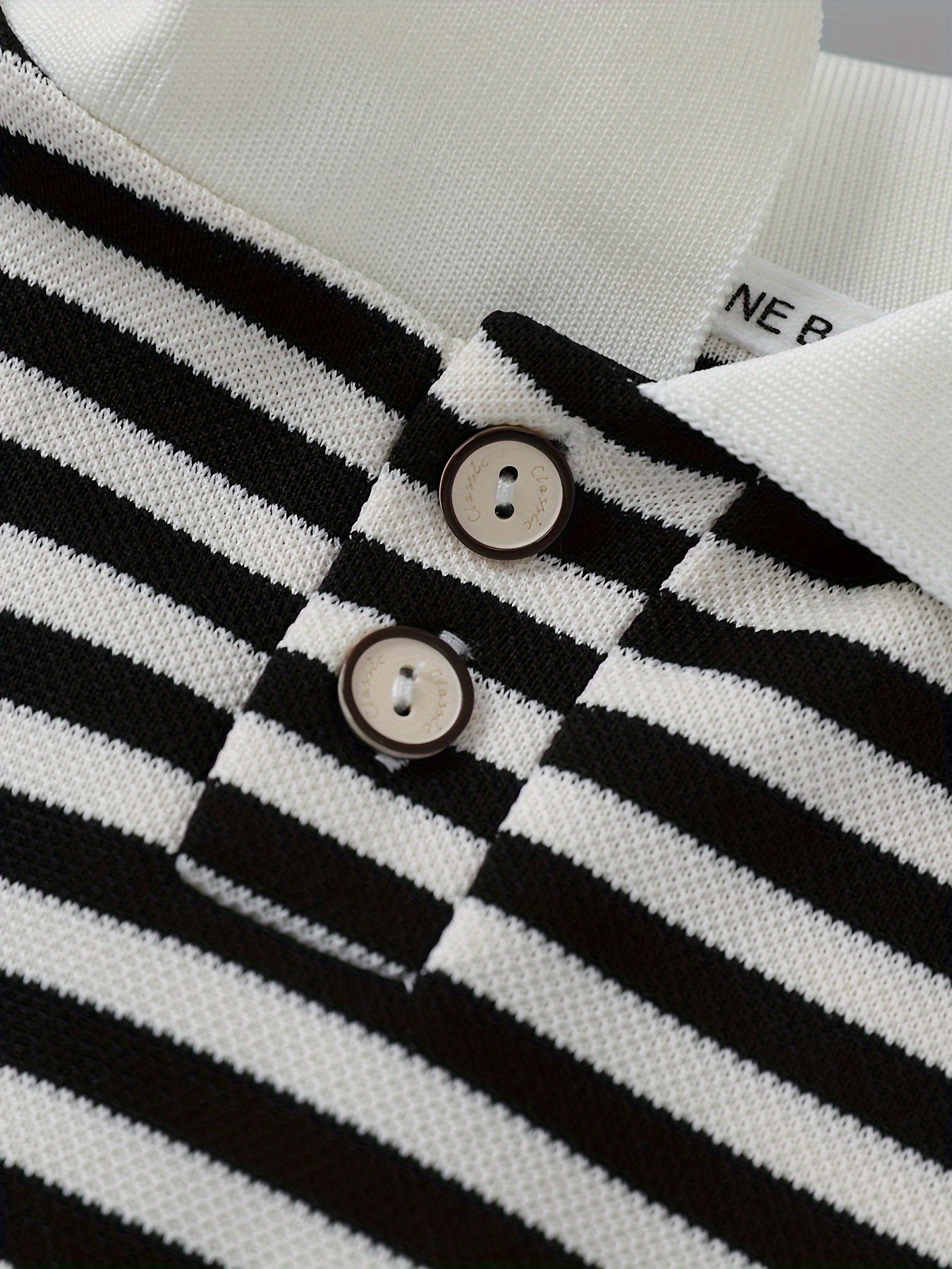 Striped lapel top keeps boys warm and stylish!