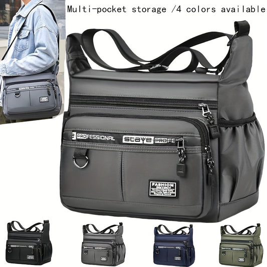 New casual men's crossbody shoulder bag for business travel, with random strap style and alphabet.