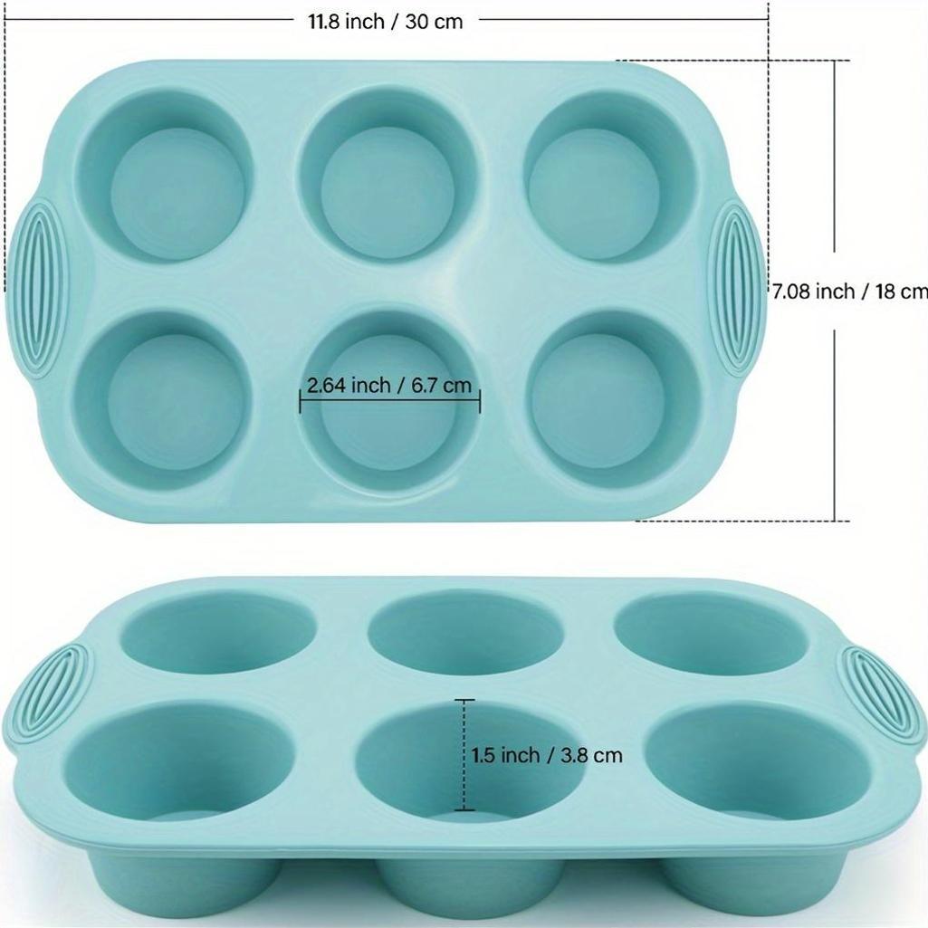 Non-stick Silicone Muffin Pan with 6/12 Cavities, Food Grade Paper Cupcake Mold, Brownie Cake Tart Bread Baking Pan. Safe for Dishwasher, BPA Free.