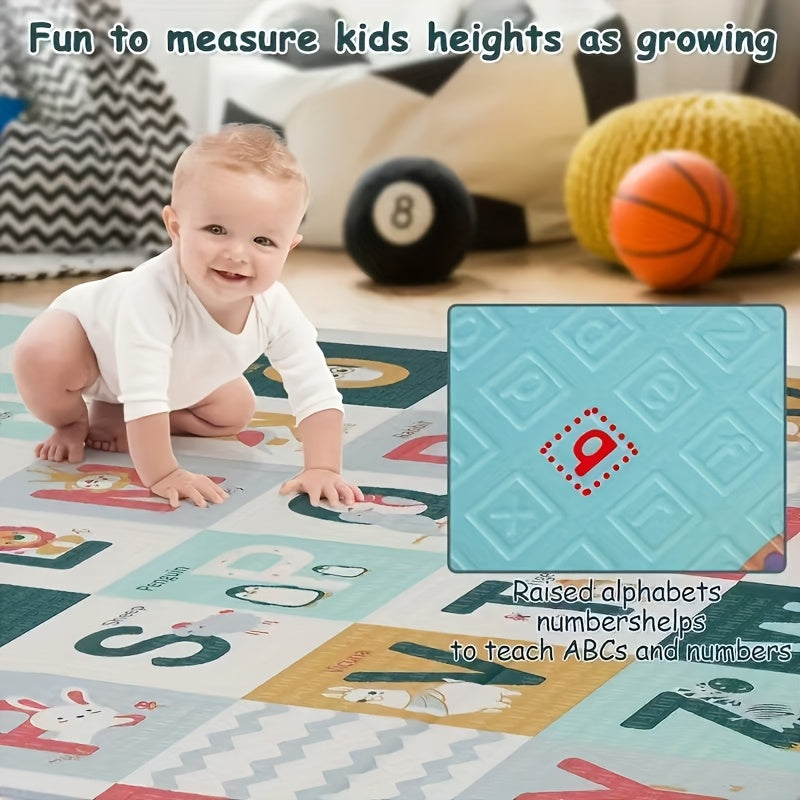 Enjoy hours of fun on the 1pc FunMei Extra-Large Play Mat, made with high-density XPE foam for durability. This folding crawling mat is non-toxic and waterproof, perfect for safe play and learning. It is also foldable and portable, making it easy to take