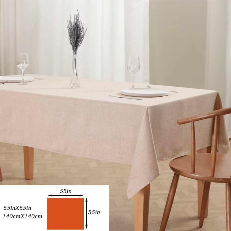 Thick rectangular polyester tablecloth in a modern solid color.