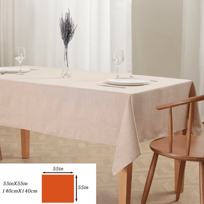 Thick rectangular polyester tablecloth in a modern solid color.