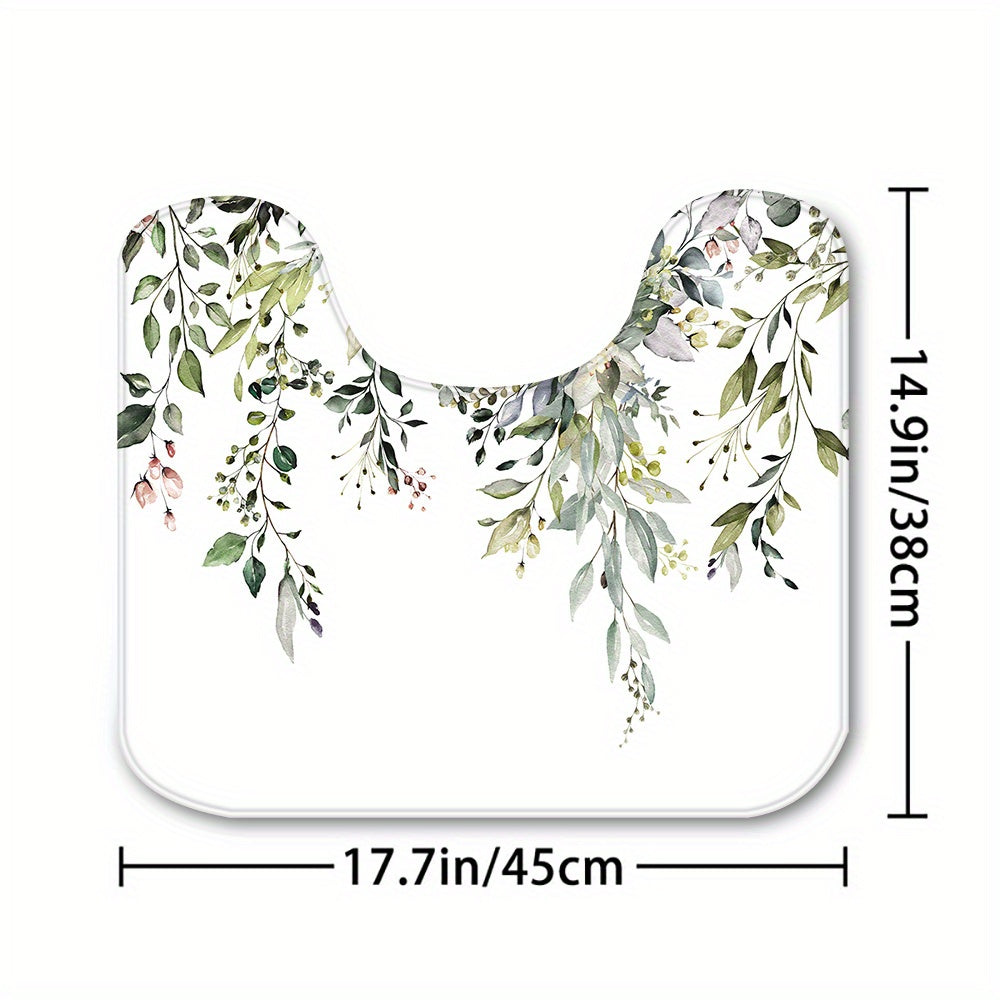 Green Eucalyptus Leaf Shower Curtain, 1 piece, measures 180x180cm, includes 12 plastic hooks for easy installation. Enhance your bathroom decor with this fresh plant design.