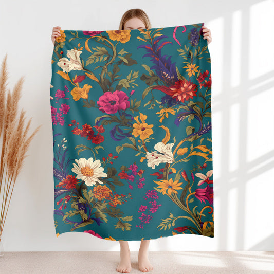 This versatile blanket features a soft flannel lightweight fleece material with a vintage floral pattern. Perfect for cozying up on the sofa, enjoying leisure time at home, taking a nap in the office, or staying warm during camping or car travel. The