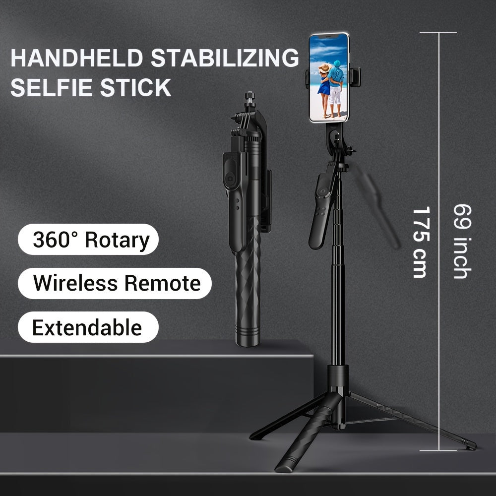 Smartphone selfie stick tripod for travel selfies and live streaming.