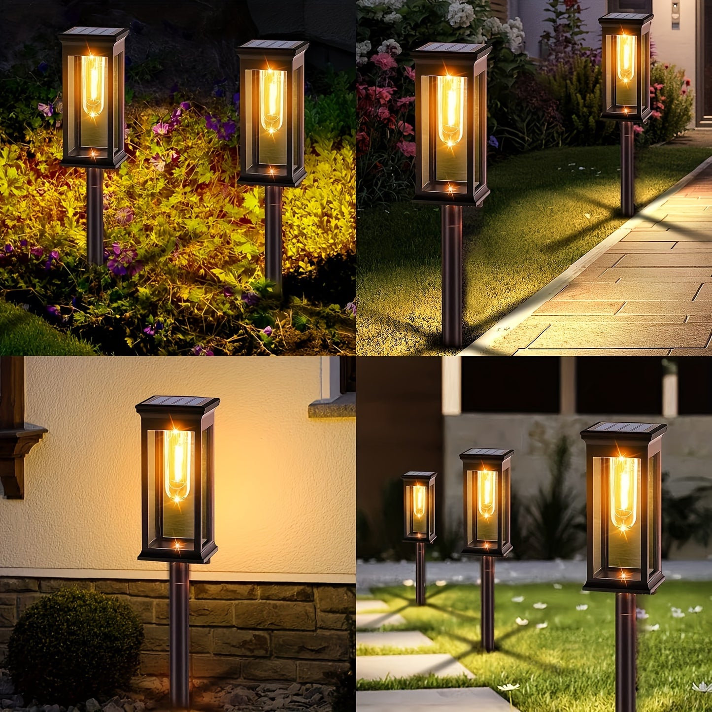 4pcs Outdoor solar lights for yard sidewalks, bright and long lasting.