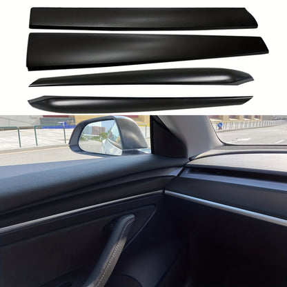 2021-2023 Tesla Model 3/Y Upgrade Kit: 4pcs ABS Interior Trim Set for Dashboard & Doors - Wood Grain Finish.