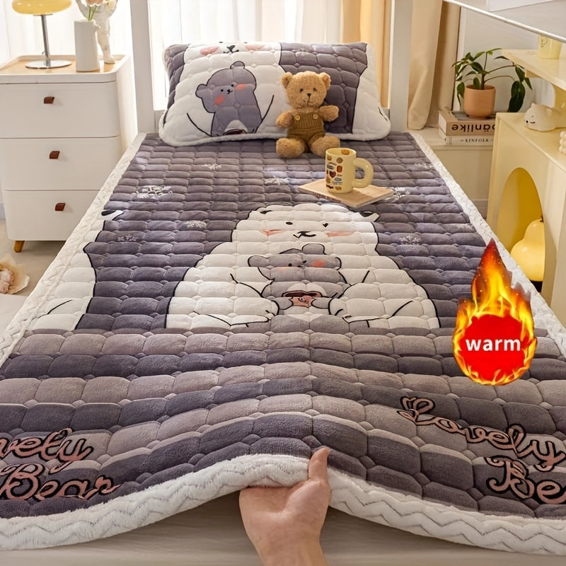 Stay warm and cozy with our Soft Thickened Warm Velvet Mattress Topper. This machine washable, foldable bedding is perfect for all seasons. Made with quilted milk velvet fabric and polyester filling, it is comfortable and luxurious. Not waterproof. The