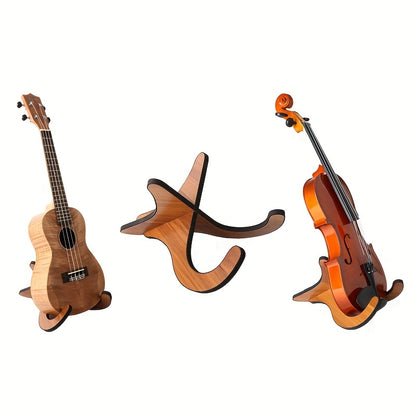 Wooden X-Type guitar stand with soft rubber cover for various string instruments.