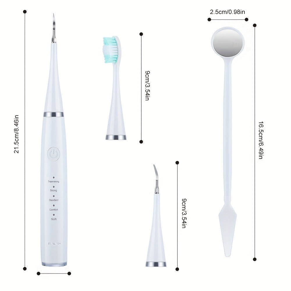 Portable six-in-one electric toothbrush kit with gentle brush head and teeth scaling beauty tool for easy use and personalized smile perfection.