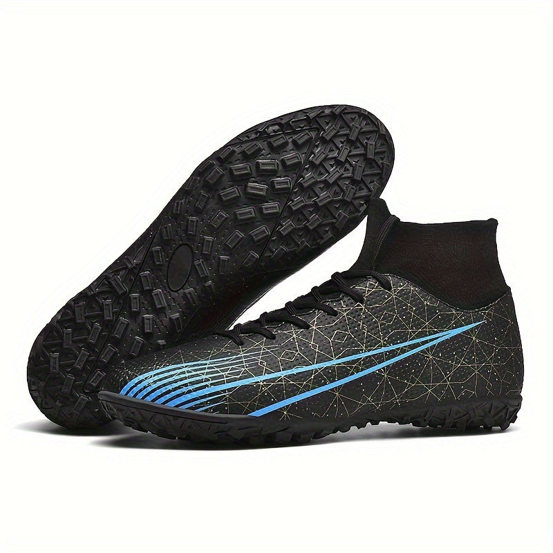 Professional men's turf football boots with anti-skid and breathable features, lace up design for outdoor use.