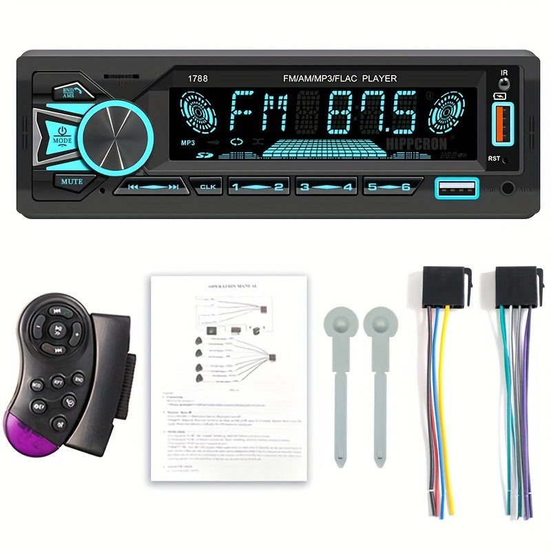 1pc Car Radio Stereo 1din MP3 Player with 60Wx4 FM Receiver, Remote Control, AUX/USB/TF Card Input Kit