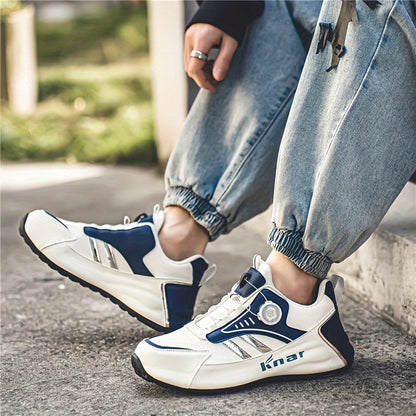 Men's stylish sneakers with breathable, non-slip features and elastic closure for comfortable walking and running in all seasons.