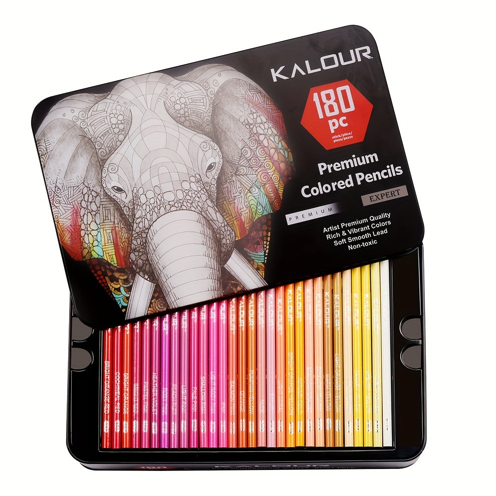 KALOUR 180 Color Luxury Iron Box Special Color Pencils with Art Drawing Special Color Lead