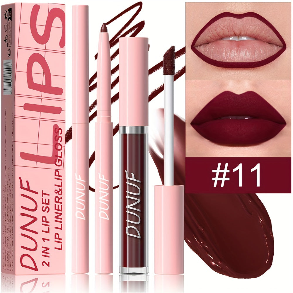 Matte lip gloss lip liner set that is durable, waterproof, sweat-resistant, and easy to color.