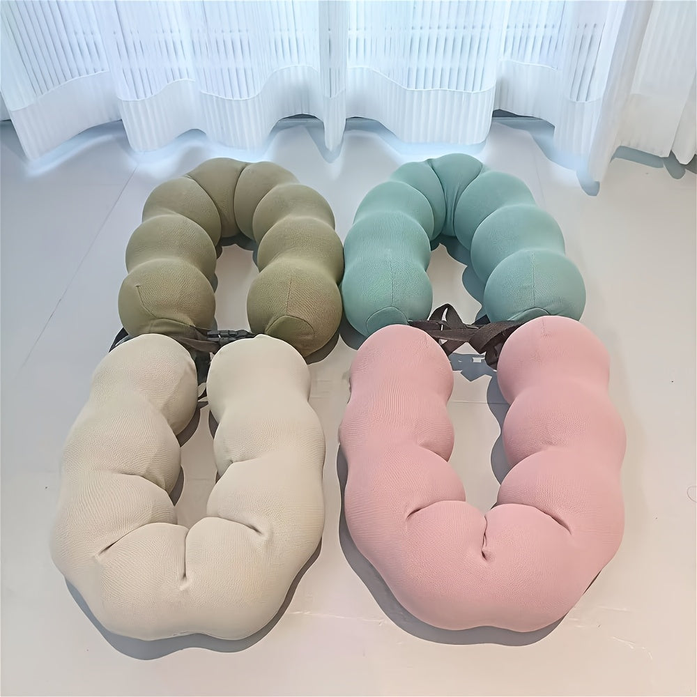 Soft Linen Covered Portable Memory Foam Neck Pillow - Perfect for Napping at the Office and Travel