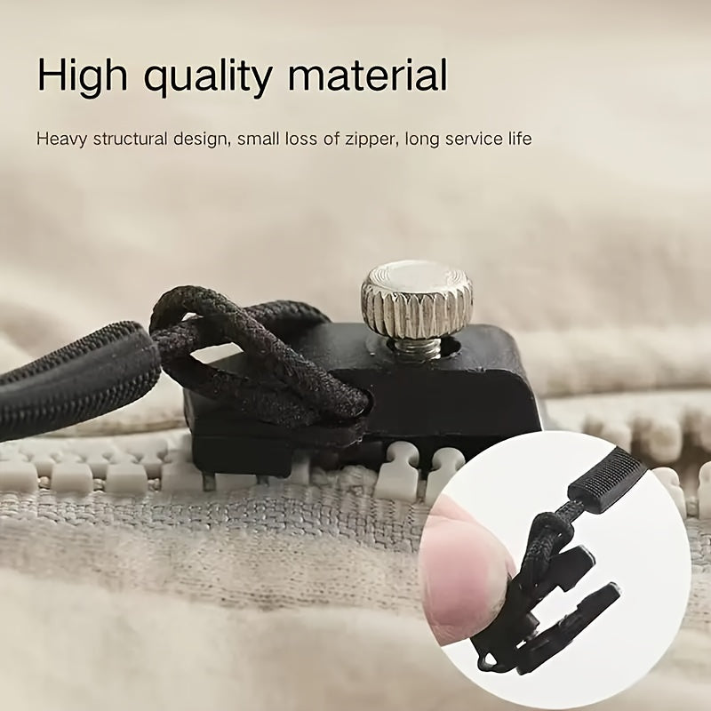 Universal Zipper Repair Kit - 3/6pcs Set, Instant Zipper Repair, No Sewing Required, Durable Replacement Slider, Easy Installation Tool - Black