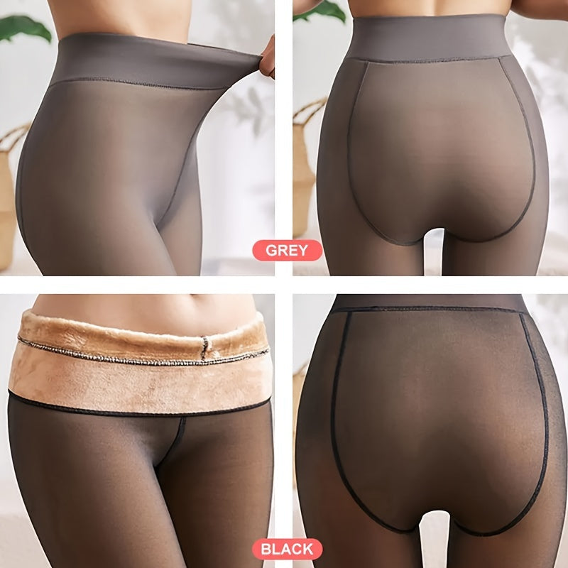 200G Termal Fleece Tights ayollar uchun, Jozibador Qish Pantyhoselar, Shaffof va Yupqa, Issiqlik uchun Elastik Velvet bilan