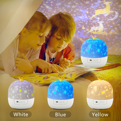 LED projector light for youngsters, rotating galaxy lamp with adjustable brightness, USB powered, ideal bedside decor and gift.