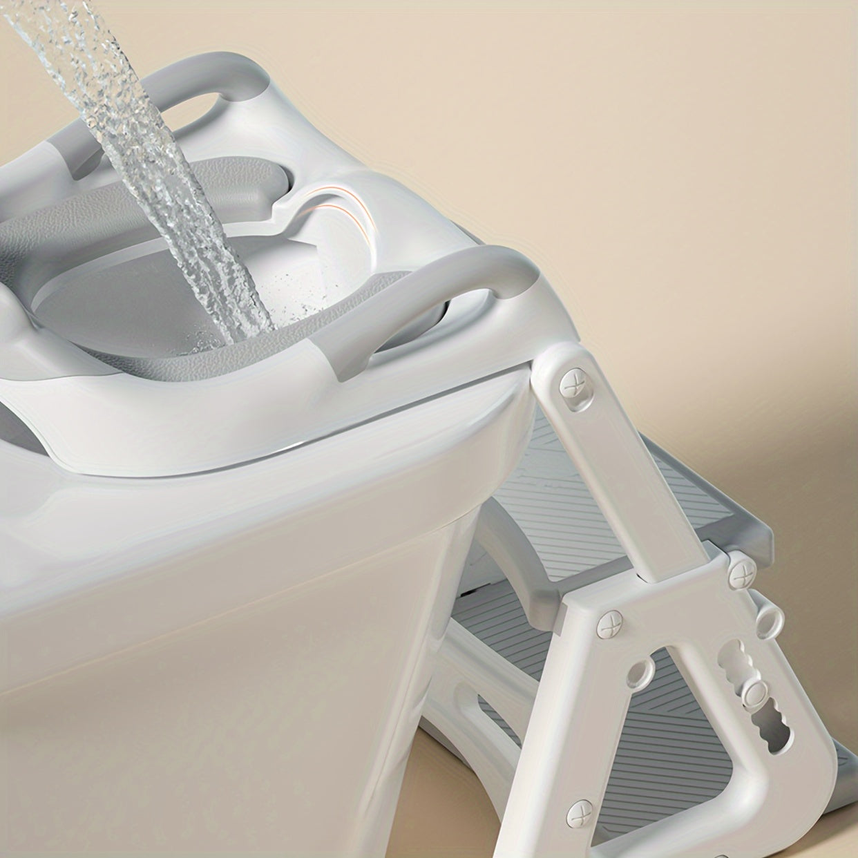 Versatile toilet training ladder for children, doubling as a folding footstool for the toilet, with a detachable toilet ring for added convenience.