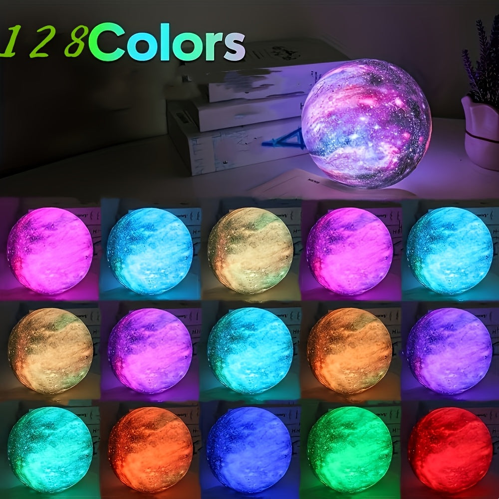 1pc Upgraded Starry Moon Lamp features timing function, rechargeable capabilities, touch & remote control, adjustable light, and 16 LED colors.