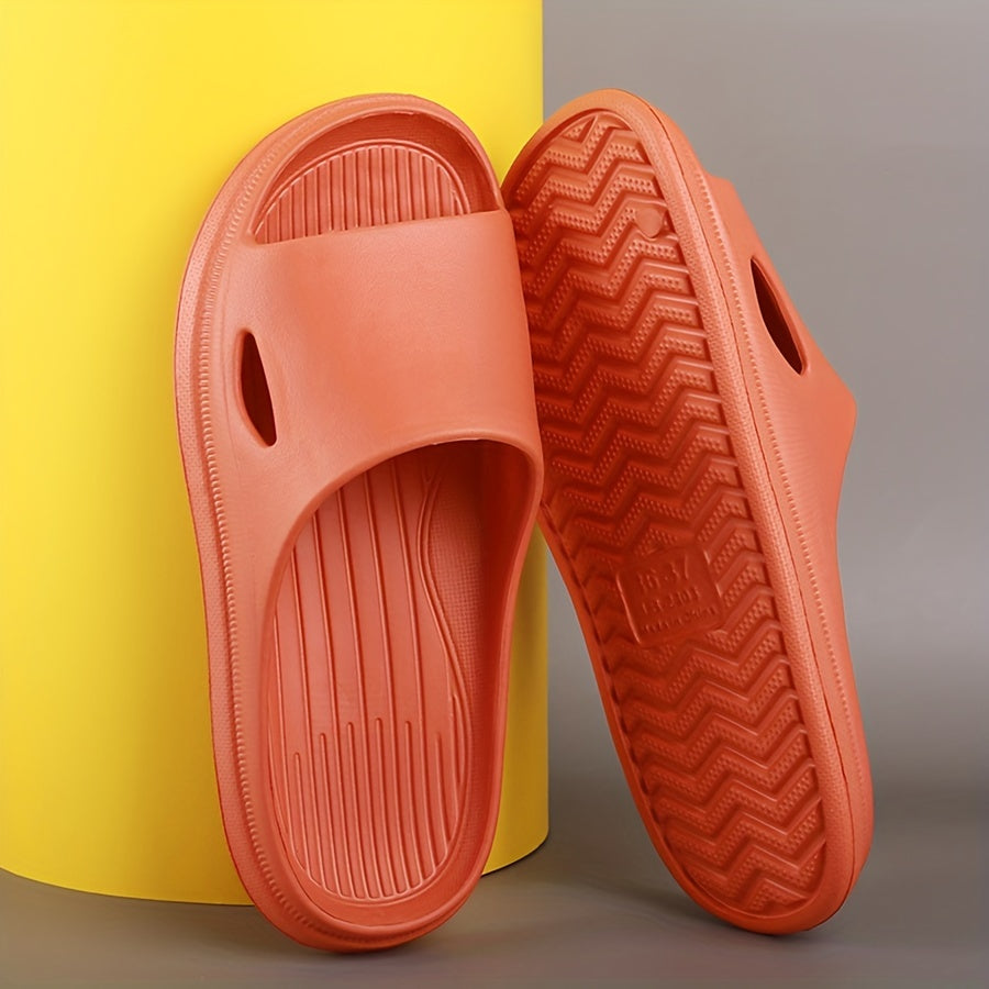 Men's open-toe slippers with solid color, breathable, non-slip, and durable EVA material, anti-odor.