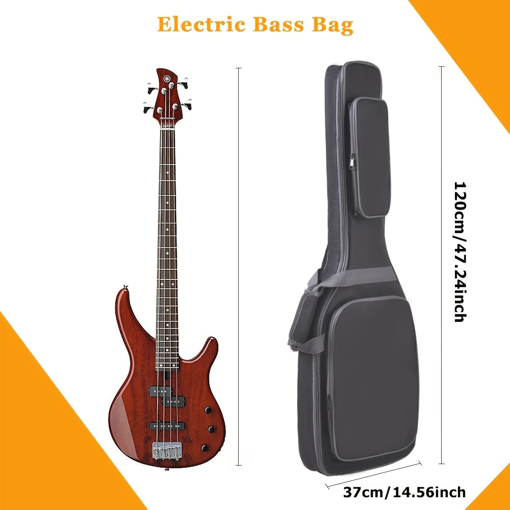 12mm black thickened electric guitar storage bag with fixed head, suitable for electric bass, waterproof, dustproof, shockproof, and portable.