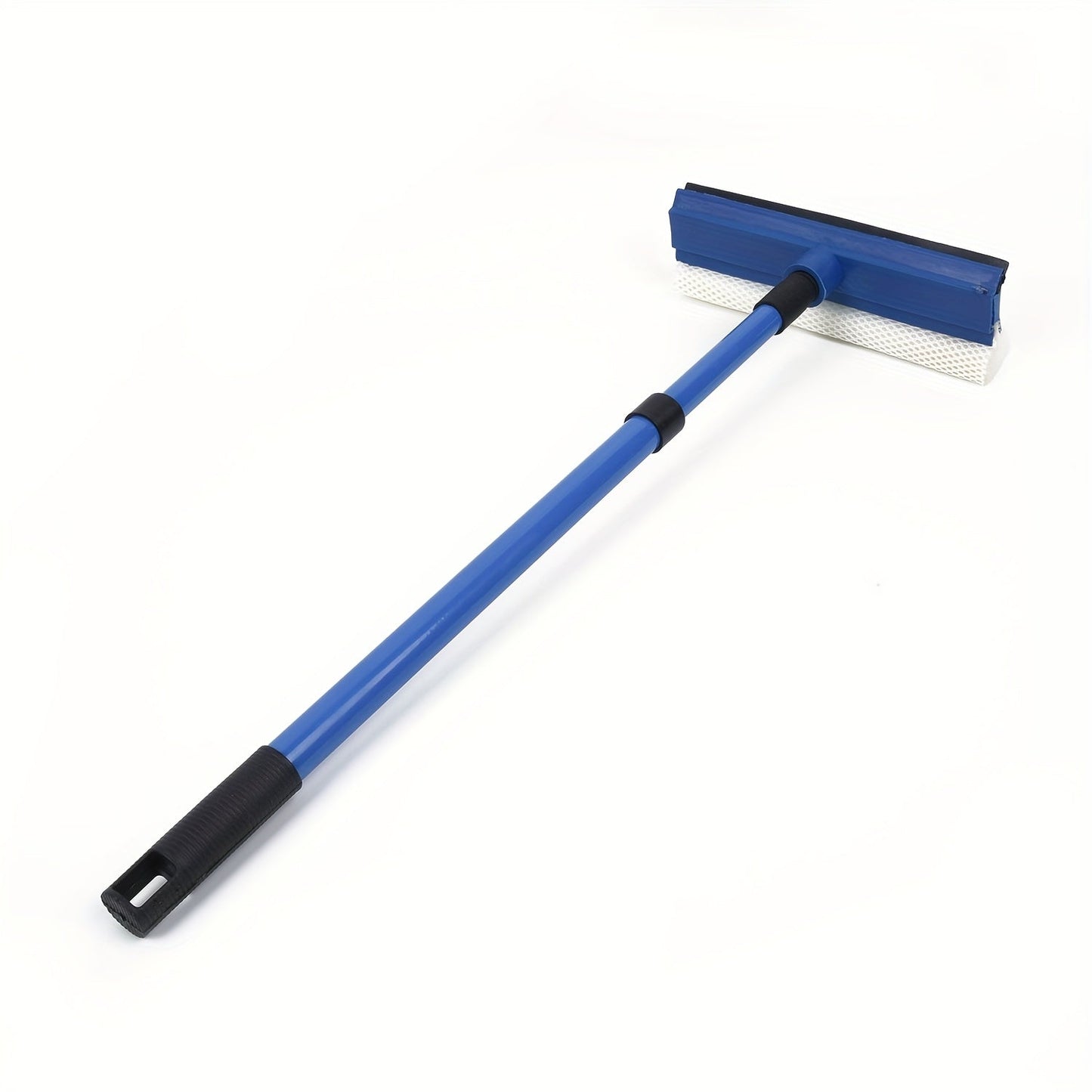 The URTUE Telescopic Window Squeegee is a versatile tool for cleaning windows, with a dual-purpose glass scrubber and adjustable length up to 75cm. It features a spring-loaded swivel head and is made of lightweight plastic, making it ideal for use in the