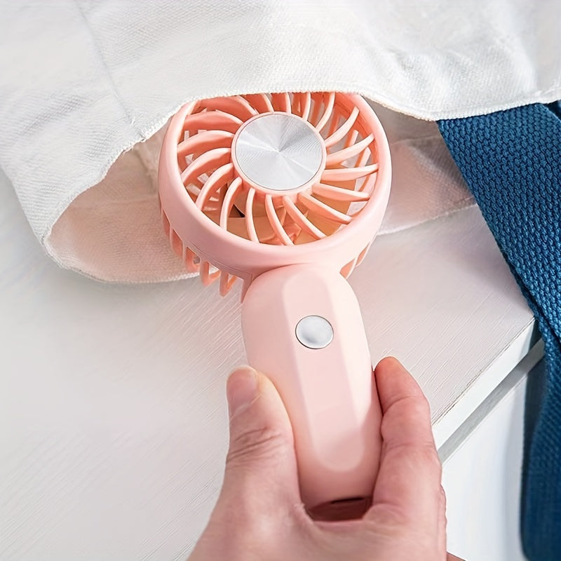 Compact Mini Fan - Rechargeable via USB, Handheld Fan with 3 Speeds and Extended Battery Life, Ideal for Office, Bedroom, Travel, Camping, and Outdoor Activities