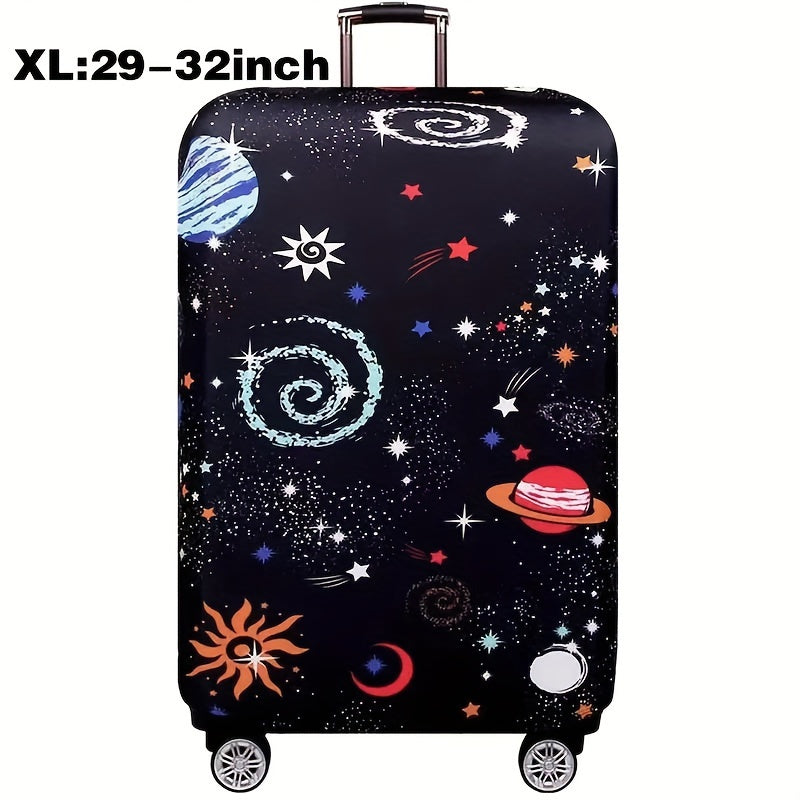 Cartoon patterned elastic luggage cover for travel suitcase or trolley duffle case.