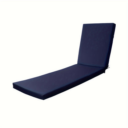 Outdoor chaise lounge cushion with foam fill, waterproof for outdoor use on patio, pool, or seaside.