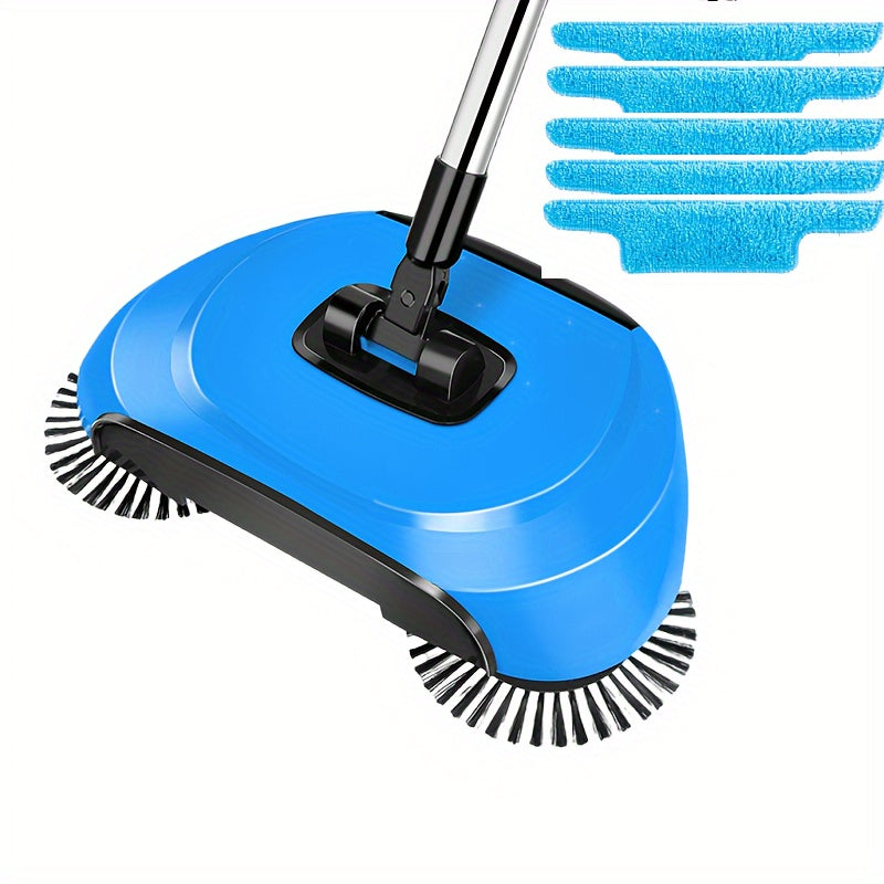 1Set of 3-in-1 Multifunctional Hand Push Sweeper, Vacuum Cleaner, Sweeping and Moping Machine. Ideal for Removing Garbage, Pet Hair, and Dust with Both Dry and Wet Use. Perfect for Hardwood and Ceramic Tiles. Includes 1/2/5/10 Cloths and Various Cleaning