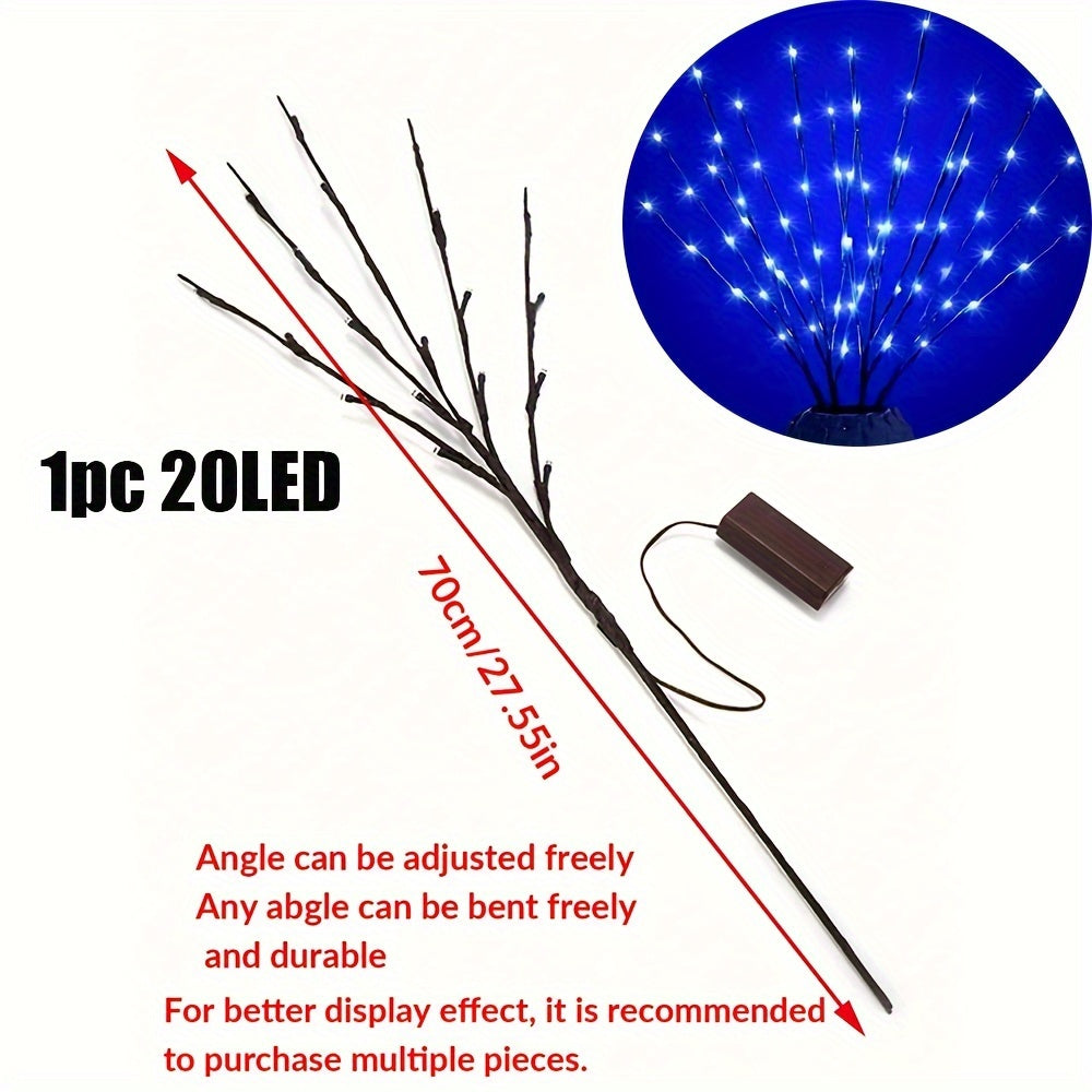 1 piece of Art Deco style 20 LED tree branch lights with geometric pattern. Freestanding tabletop decorative string lights for living room. Switch control, battery powered. Flower theme night light for bedroom, perfect for birthdays, Easter, or gifts.