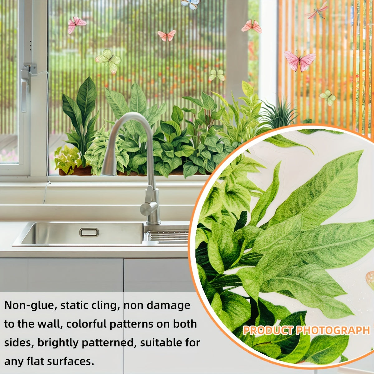 One piece of Butterfly Static Cling Glass Sticker, measuring 15x40cm. Made from reusable PVC material, this window decal is perfect for adding decorative touches to your bathroom or home. It is self-adhesive and double-sided, with a transparent design