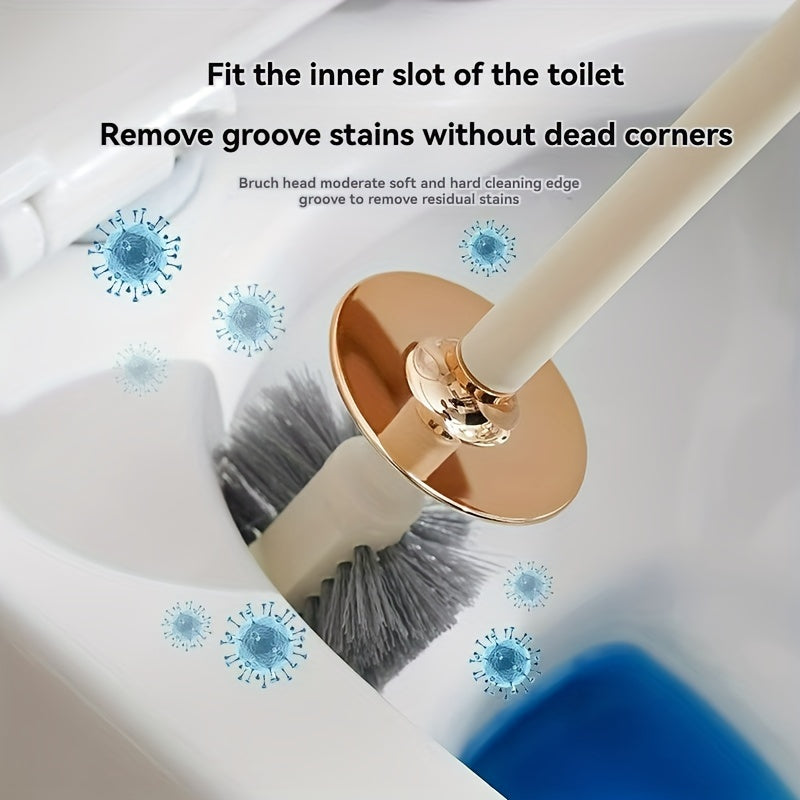 The 1-piece Toilet Brush and Holder Kit is the Best Set for Compact Bathroom Storage, Saving Space and Allowing for Easy Deep Cleaning Under Edges.