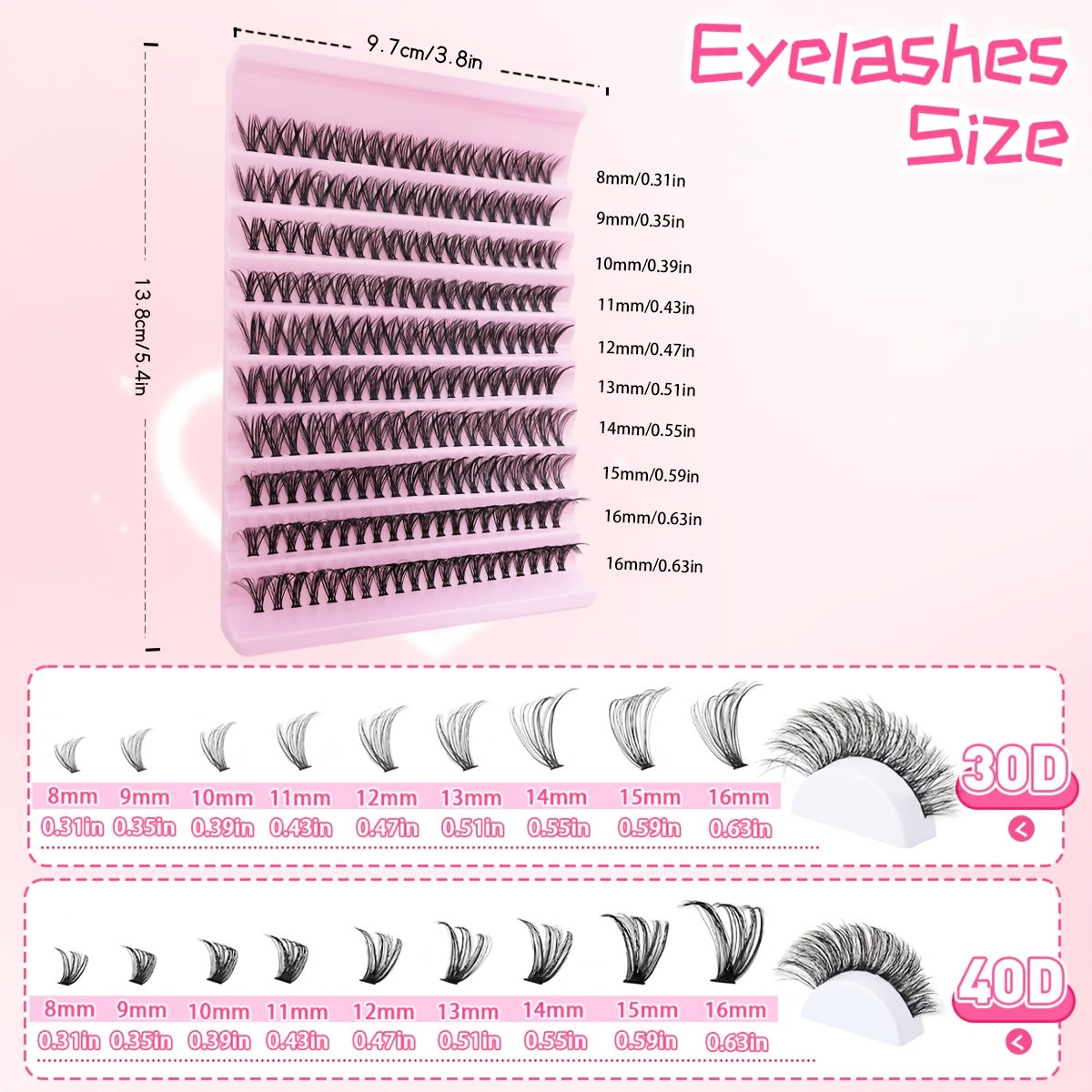 200pcs of natural look individual eyelashes in wispy cluster style, 8-16mm length, available in 30, 40, or 80D curl. Beginner-friendly and reusable for DIY fluffy extensions.