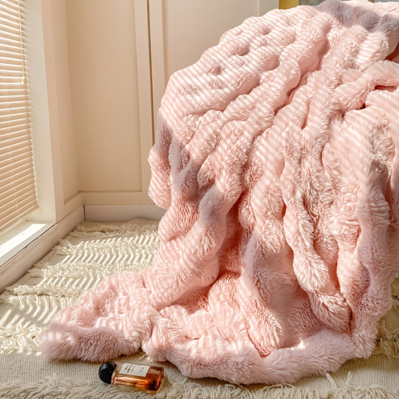 Luxuriously Soft Faux Rabbit Fur Blanket - Available in Solid Colors, Cozy Throw for Couch, Office, Bed, Camping & Travel - Hypoallergenic, Easy to Clean, Rabbit Fleece Blanket, Faux Fur, Plush & Versatile