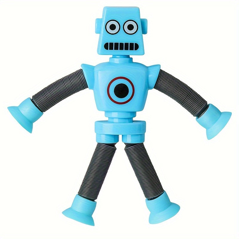 DIY Transforming Robot Toy for Kids 6-8: Creative & Educational sensory play with telescopic pop tube design in 4 colors.