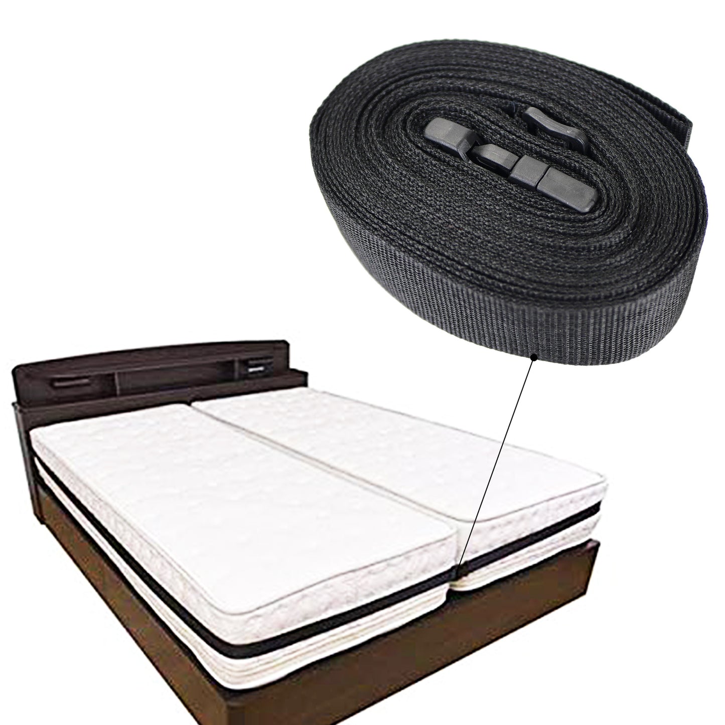 Adjustable bed joiner strap: Converts twin to king or twin XL to king bed with 10.06m long connector. Hand wash only, polyester cover.