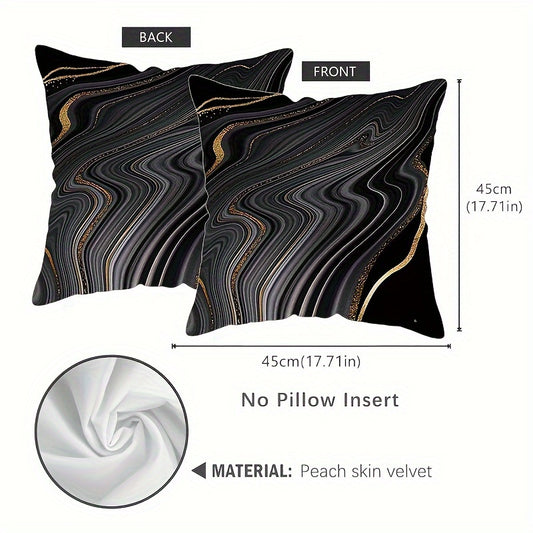 Luxury black and golden pillow covers, 44.98 cm x 44.98 cm, machine washable and durable. Perfect for adding a soft accent to your couch.