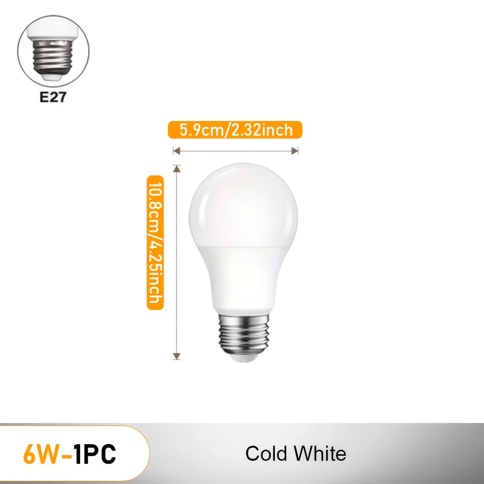 6W 220V E27 LED motion sensor light bulb with multiple packaging specifications. Smart LED lamp with infrared detection for use in darkness.