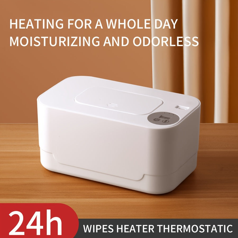 Portable wipes warmer with constant temperature insulated dispenser, featuring a 10W power USB heating box, three-speed temperature adjustment from 55-65 degrees.