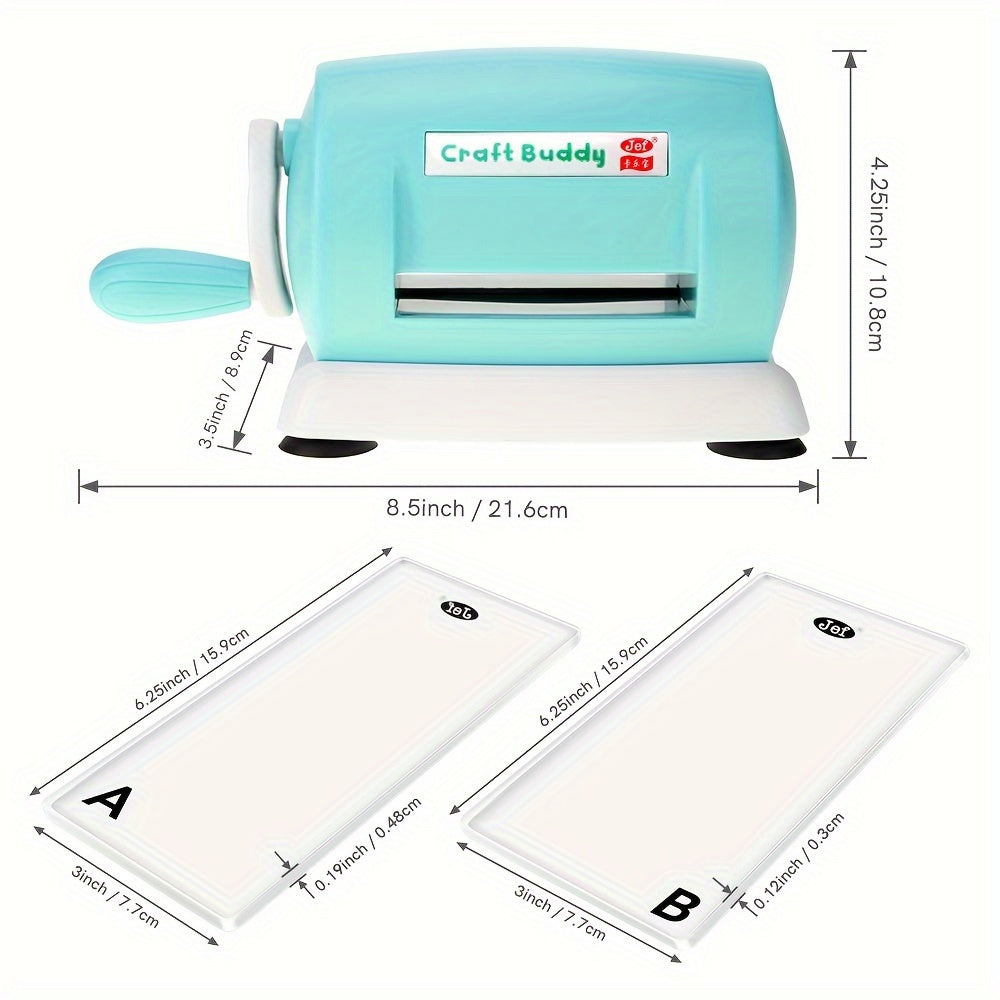 Craft Buddy Scrapbook Die Cutting Embossing Machine with 5 colors and 1 Set A&B Acrylic Cutting Pads for DIY Scrapbooking Paper Crafts.