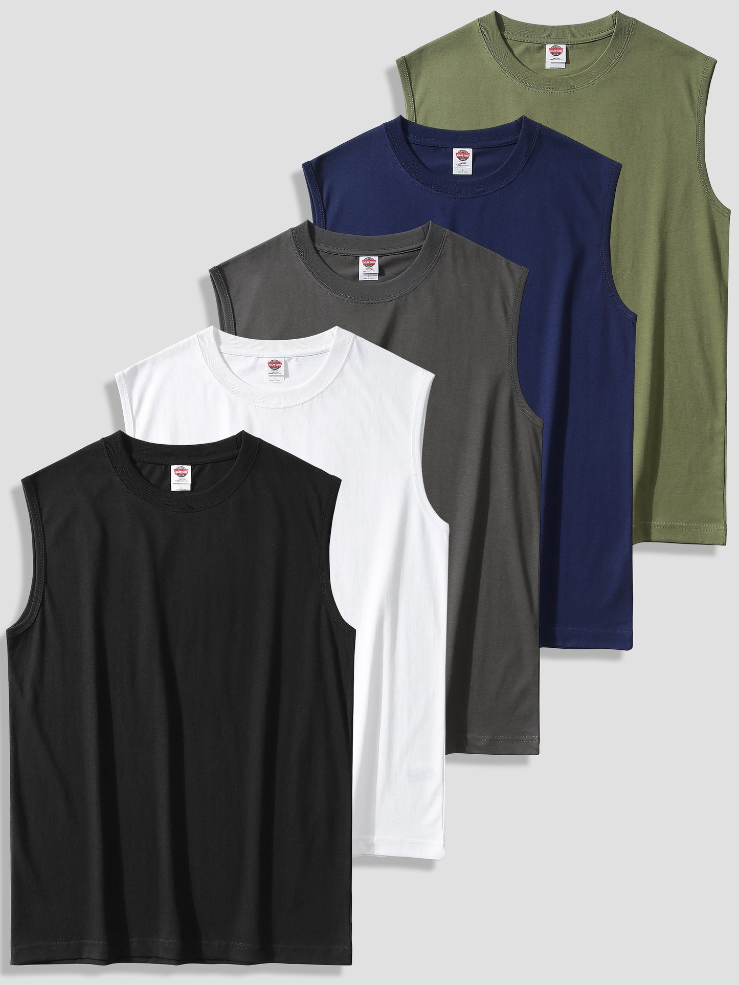 5 Men's 100% Cotton Solid Tank Tops for Summer Outdoor Wear