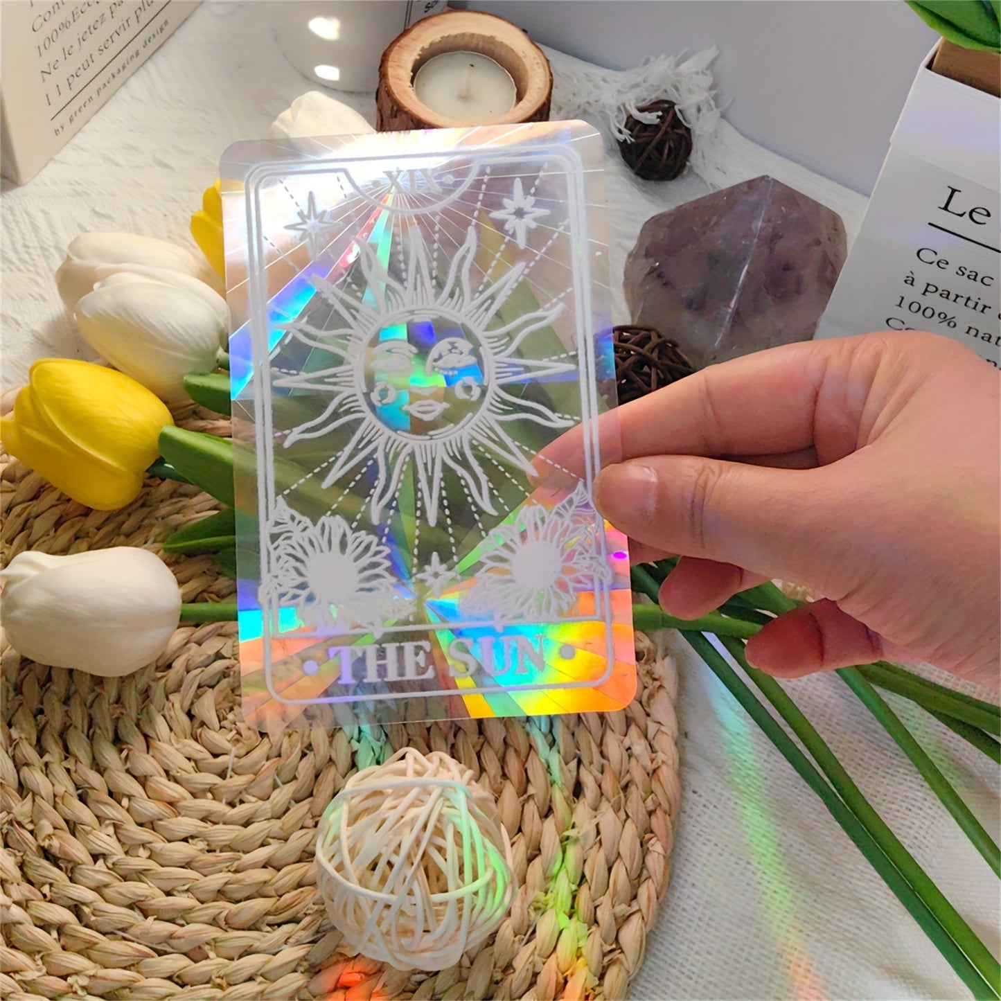 Contemporary Rainbow Prism Glass Window Cling - Sunshine Card Design, Easy to Apply PVC Decor for Home, 1 Piece